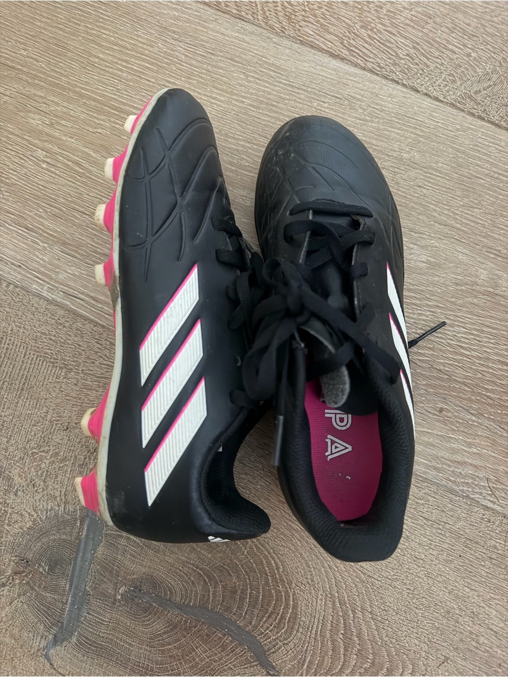 adidas Black Pink and White Kids Soccer Cleats